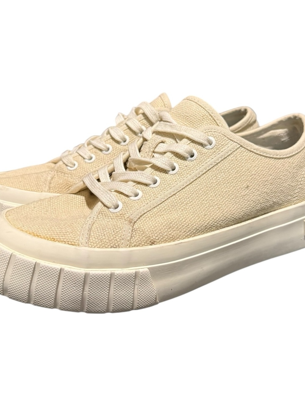 SeaVees Women's Melrose Lug Platform Vanilla Hemp Canvas Sneakers Size 8